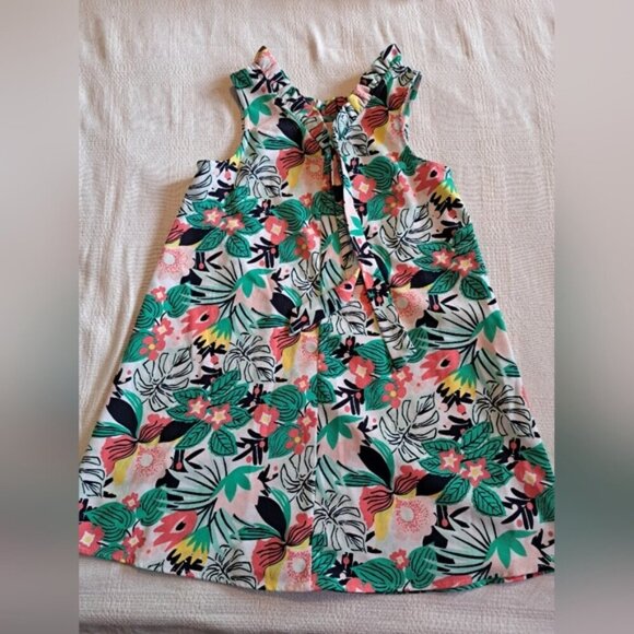 Crown & Ivy girls size 7 floral dress with ruffle collar, back collar tie, EUC - Picture 4 of 6